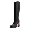 Waterproof Table Boots Women's Knee High-heeled Fashion Boots 2025 Autumn and Winter New Square Head Thick Heel Thin High Boots