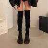 2025 Autumn Leg Fine Bi Prepared Thick High Heel Thick Sole Round Head Long Tube Elastic Boots Women's Knee Boots