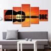 5 Pieces Modern Landscape Canvas Painting Sunset Guitar Tree Lake Posters and Prints for Living Room Home Decor No Frame