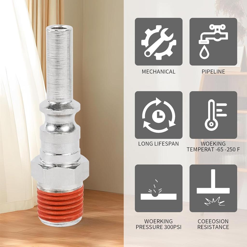 ChillWaves Lincoln L-Style Air Plug, 1/4" Body Size, 1/4" NPT Male Threads, Air Compressor Accessories Fittings(10-PACK)