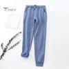 Women Sweatpants Elastic Waist Adjustable Drawstring Casual Harem Pants with Pockets Solid Color Casual Trousers