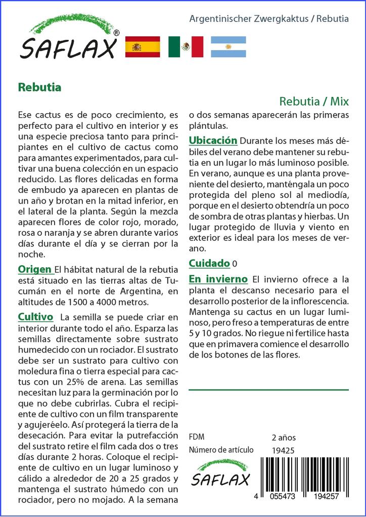 SAFLAX Ребутия - 40 семян - С горшечным субстратом для лучшего выращивания - Ребутия Микс