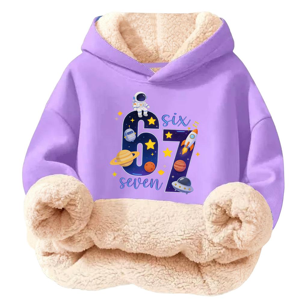 Детская модная толстовка с капюшоном из флиса с принтом, повседневная, свободного кроя, без карманов