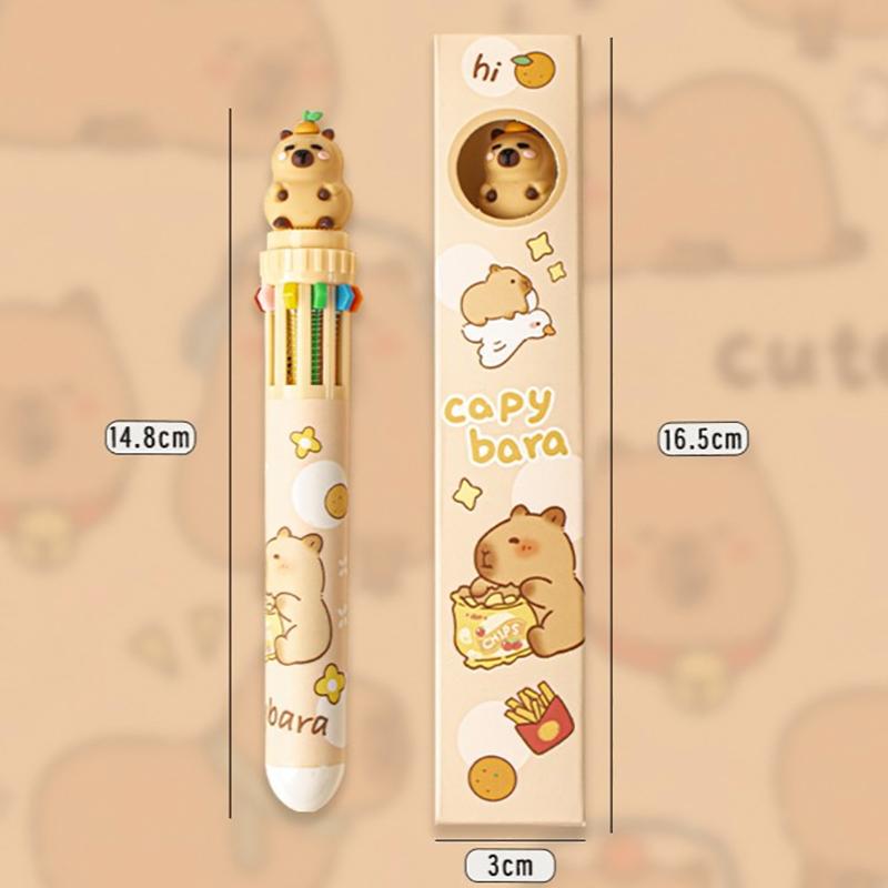 Мультяшная капибара, милое животное, 10 цветов, шариковая ручка, ручка для подписи, школьные канцелярские принадлежности, письменные принадлежности, детский подарок, забавные ручки