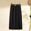 Женская кофейная юбка А-силуэта: Новинка 2024 Осень/Зима, Средней длины, С высокой посадкой, Облегающий крой, Дизайн, подчеркивающий бедра