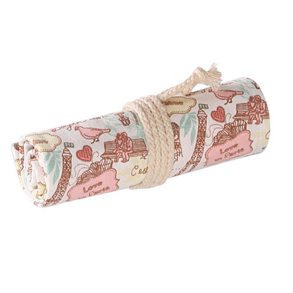 Держатель для рулона с карандашами 36 отделений Холст Большая вместимость Портативный пенал-скрутка для мальчиков и девочек