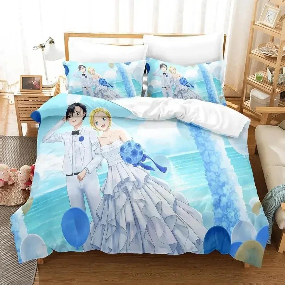 New Summer Time Rendering Bedding Set Cartoon Anime Three-piece Set Adult Kid Bedroom Duvet Cover Sets 3D Kawaii Girls Twin Set