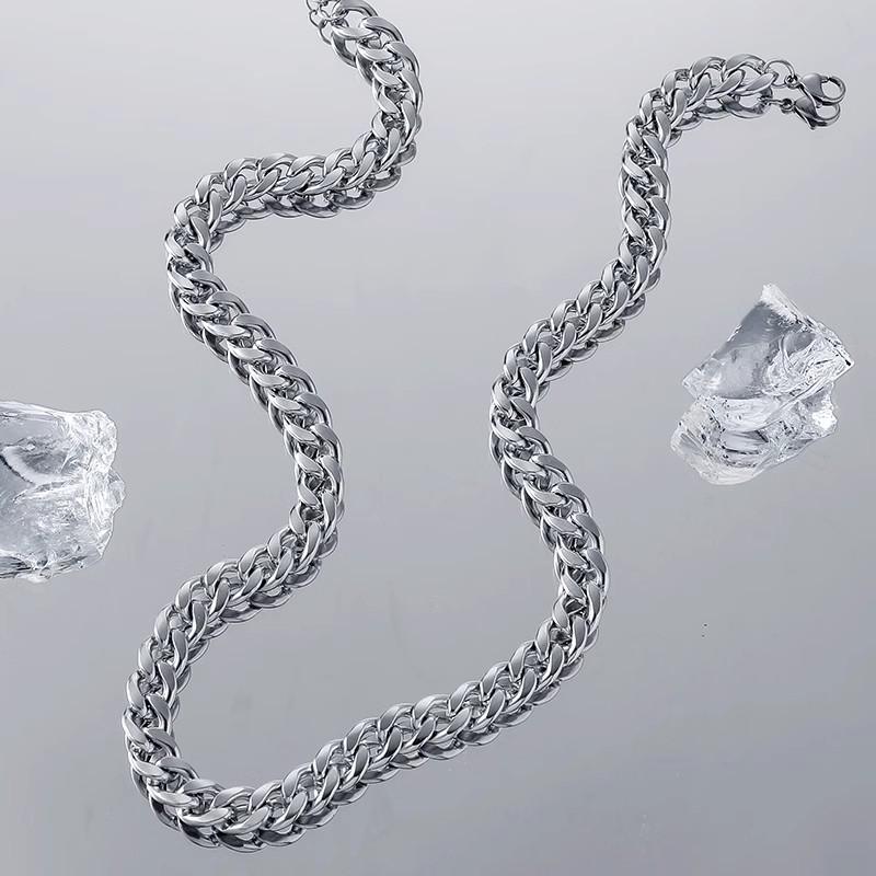 Мужское Модное Универсальное Ожерелье-Цепочка Кубинского Плетения из Титановой Стали – Аксессуар Цепочка на Ключицу в Стиле Хип-Хоп