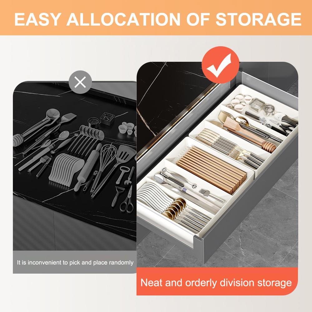 Органайзер для ящиков кухонных столовых приборов, выдвижной лоток для кухонных столовых приборов, регулируемый держатель для столовых приборов, ложек, вилок, ножей