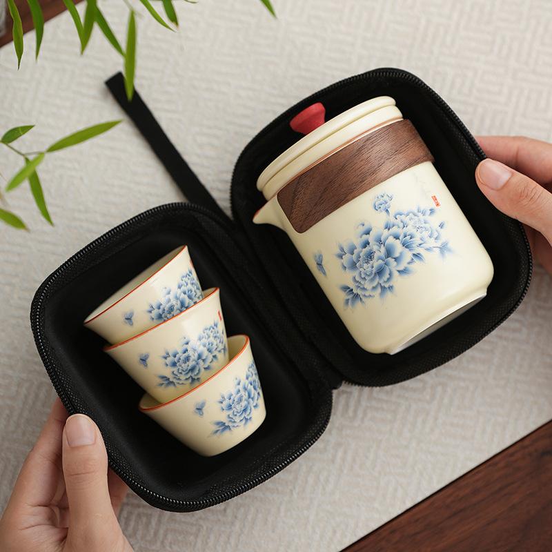 Деловой портативный керамический l Набор Ru kiln Qingyun Kuaike чашка для быстрого заваривания чая для путешествий, кемпинга на открытом воздухе