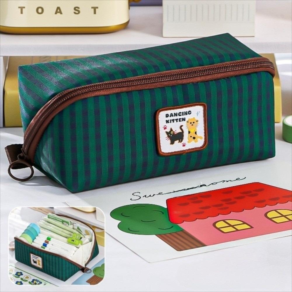 Large Capacity Grid Stationery Bag Korean Style Dopamine Pencil Pouch Prism Pencil Case  Office