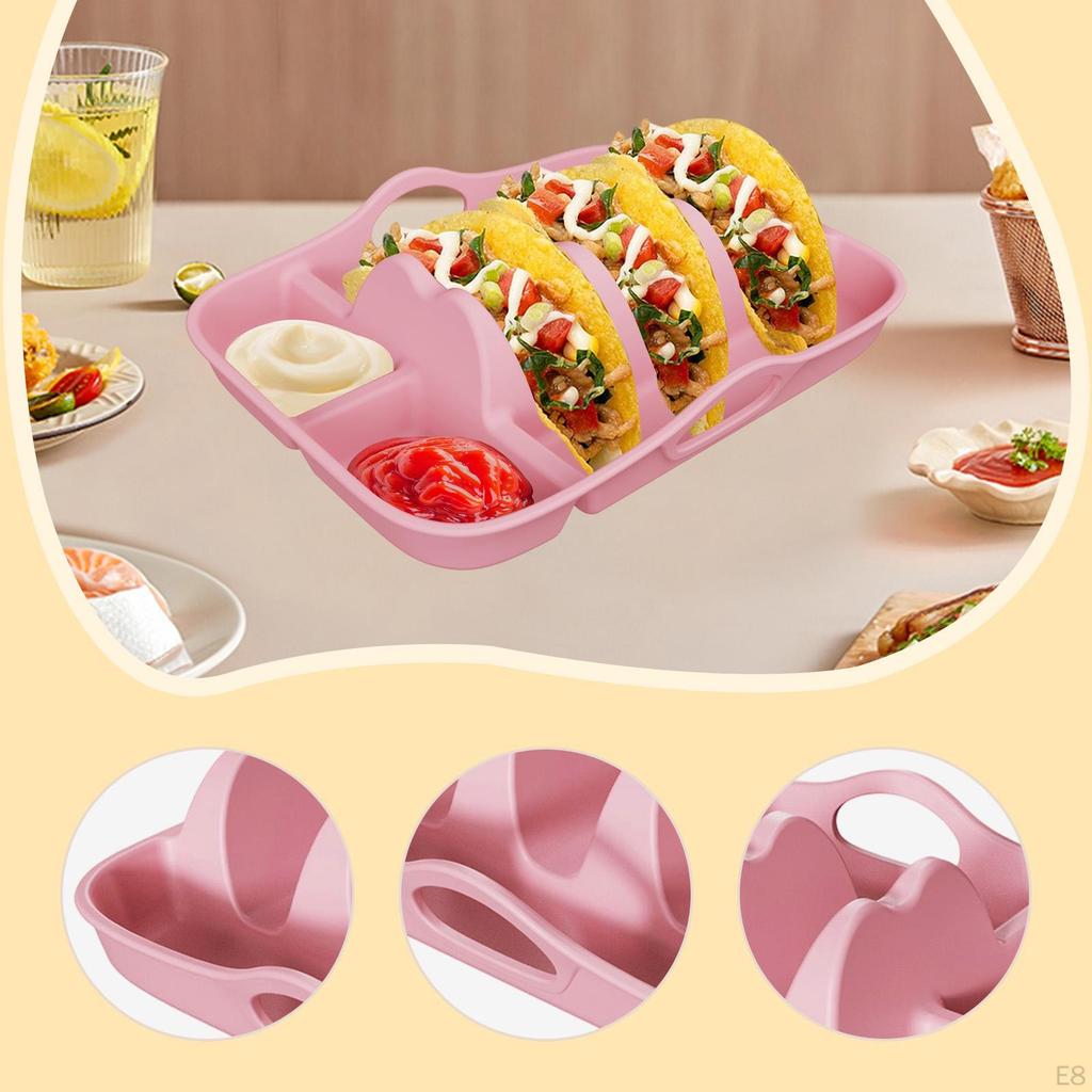 Silicone Taco Holder Platter Fit Dishwasher with Dividers Handles Tray Rack Dish for
