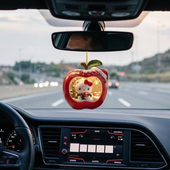 Юшэн Рождественское украшение Мультяшное Аниме Кот в красном фрукте Украшение на рождественскую елку 2D Акриловый подвесной кулон для праздничного домашнего декора