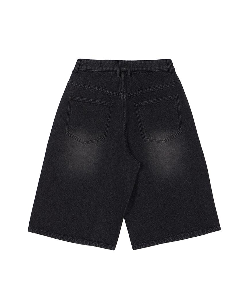 MAKEITTO Cut-Line Denim Bermuda Pants_Black