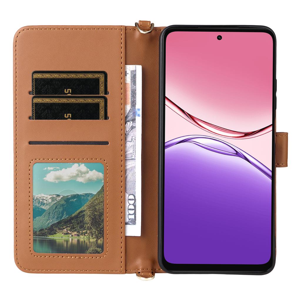 Для Oppo A5x 5G/4G Чехол с плечевым/наручным ремешком Кожаный чехол для телефона Подставка Кошелек