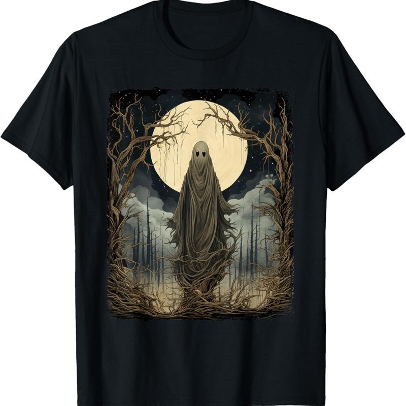 Vintage Art Retro Scary Gothic Halloween Ghost T Shirt