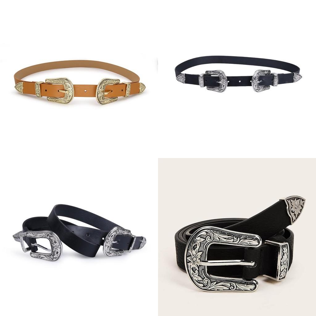 Vintage Floral Design Womens Faux Leather Belt With Alloy Buckle