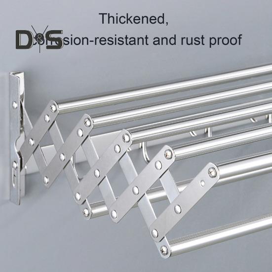 Wall-Mounted Drying Rack Rustproof Corrosion Resistant Expandable Retractable Easy Installation Bathroom Laundry Rack