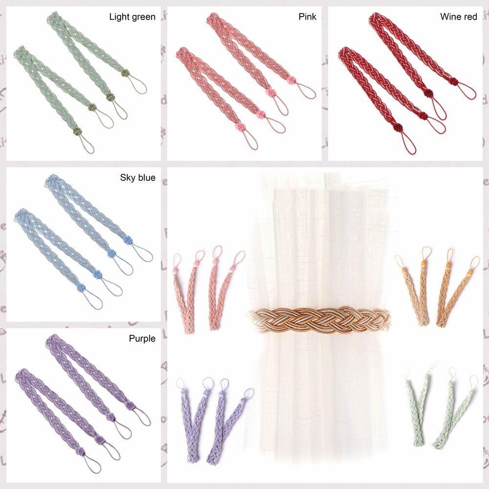 2Pcs/se Retro Braided Braided Curtain Tiebacks Satin Rope Simple Curtain Buckle Straps Classic Polyester Curtain Gift