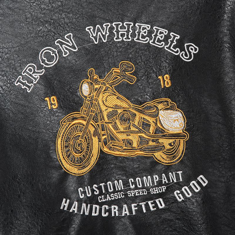 Взрывная весна и осень новая мужская мотоциклетная кожаная куртка с V-образным вырезом из промытой искусственной кожи модная мужская кожа