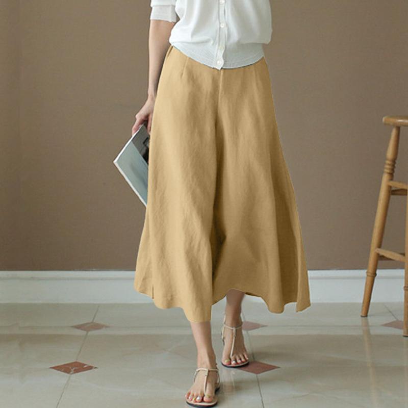 ZANZEA Женские повседневные свободные летние укороченные брюки с эластичной резинкой на талии