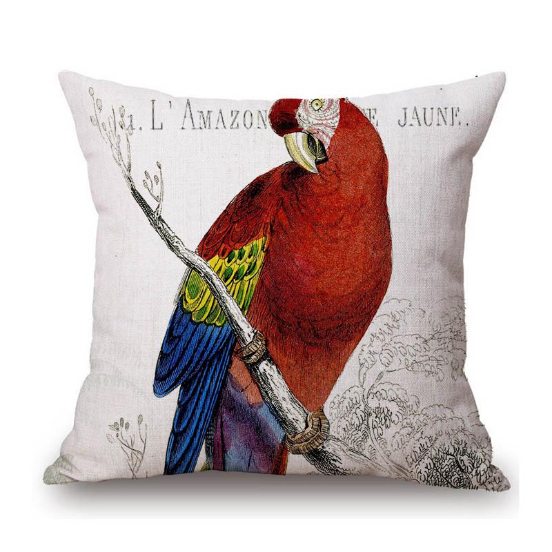 Flamingo Bird Parrots Hand Drawing Illustration Art Cotton Linen Sofa Throw Pillow Case Home Decoration Car Seat Cushion Cover