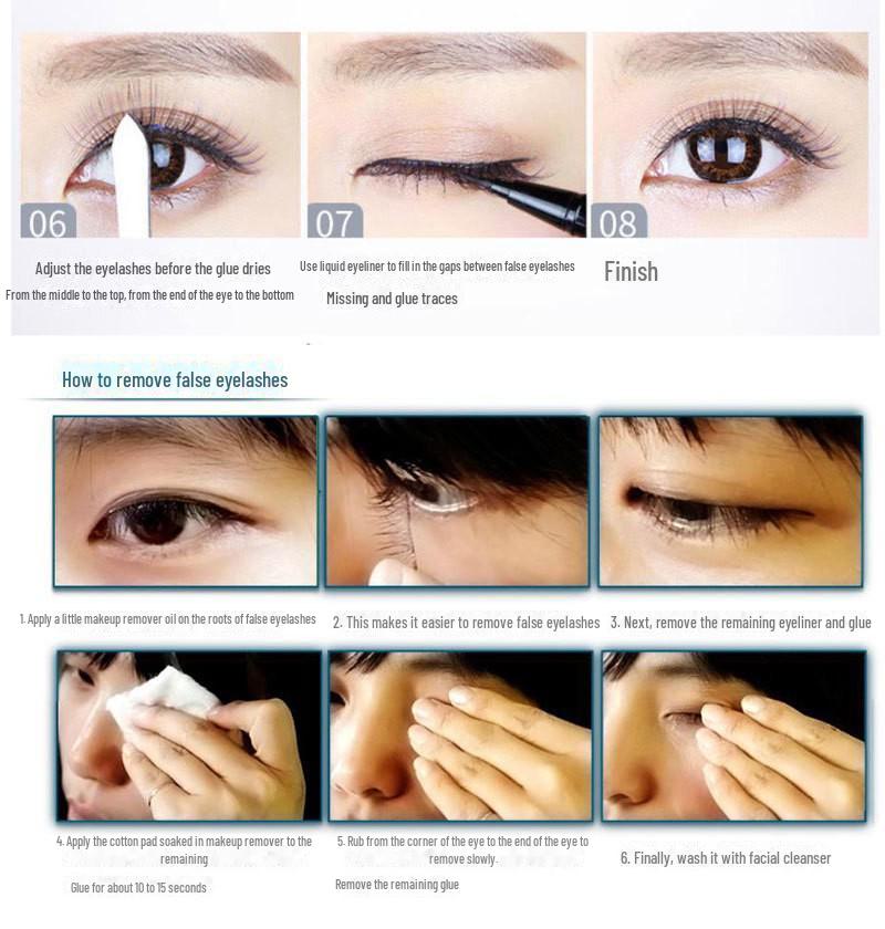 Meiliyue Korean Girl Group Black Stem False Eyelashes - 14 Hand-Woven Clusters