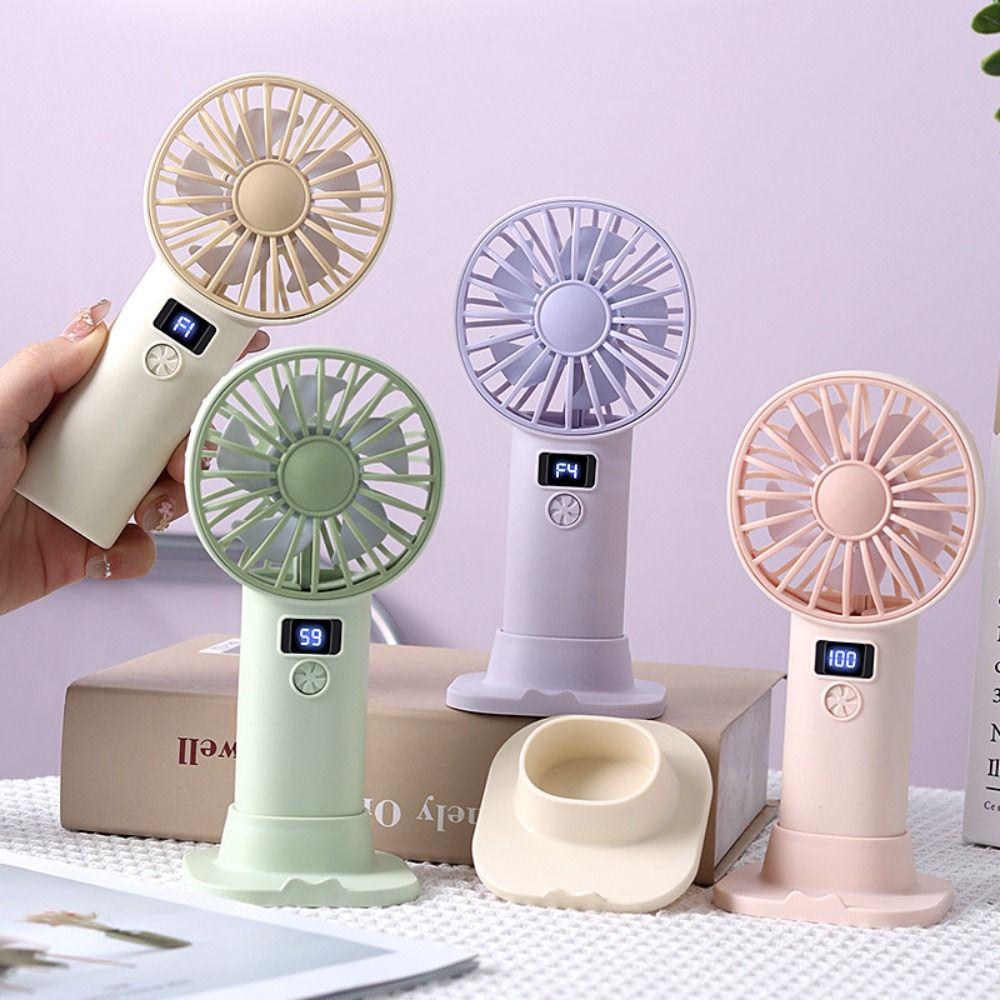 Stable Base Handheld Mini Fan Mini Size USB Rechargeable Fan Portable Desktop Fan Daily Use