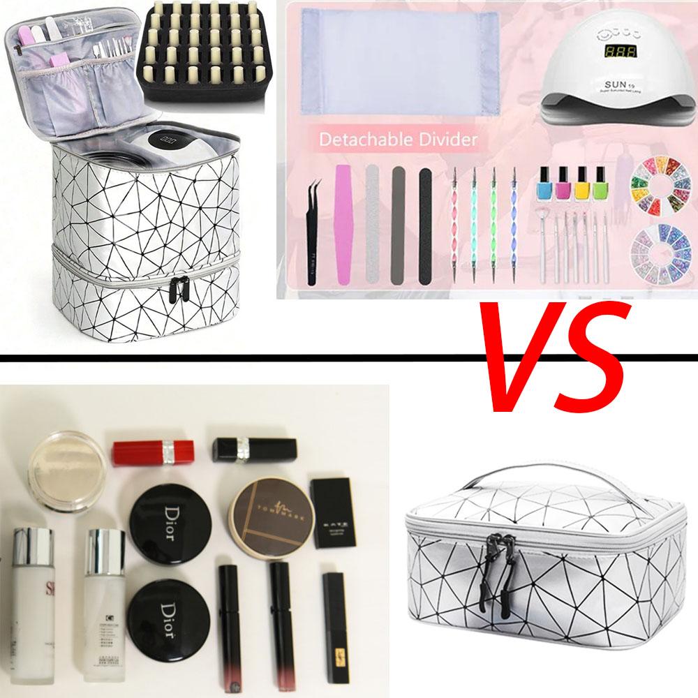 Portable Nail Polish Storage Bag Makeup Cases Organizer Cosmetic Handbag with Handle 1/2 Layers Essential Oil Bag for Travel
