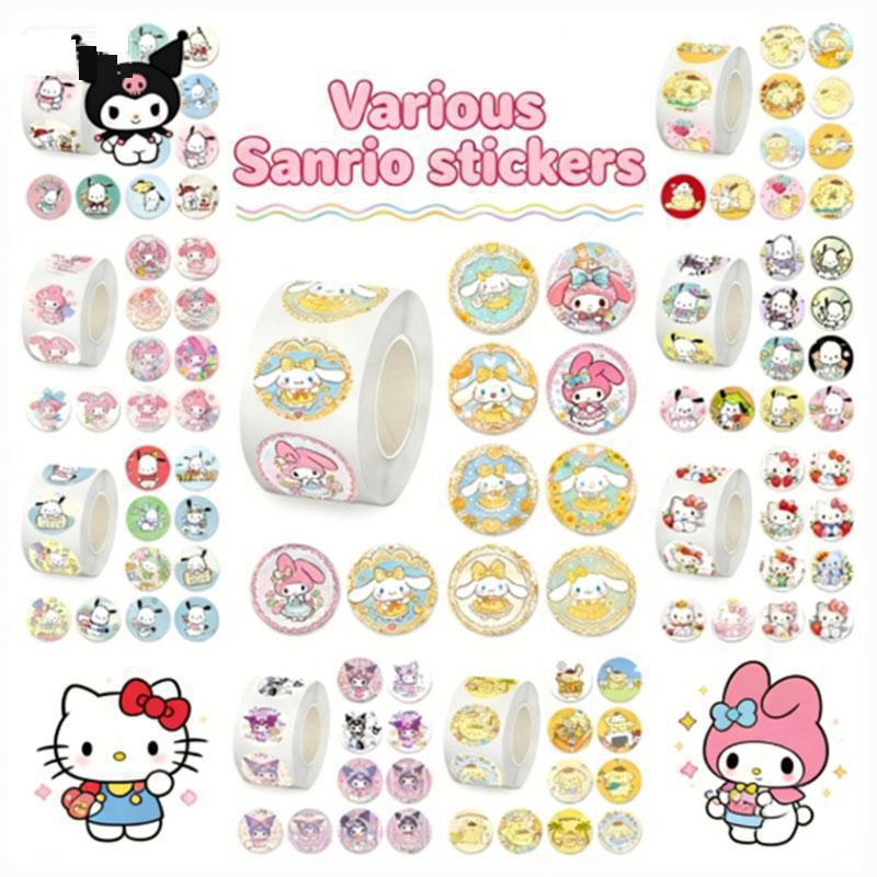 500 шт. Разные мультяшные наклейки Sanrio в рулоне, Декоративные наклейки для DIY для телефона, ноутбука, дневника, конверта, Печать, Канцелярские товары, Подарок для детей