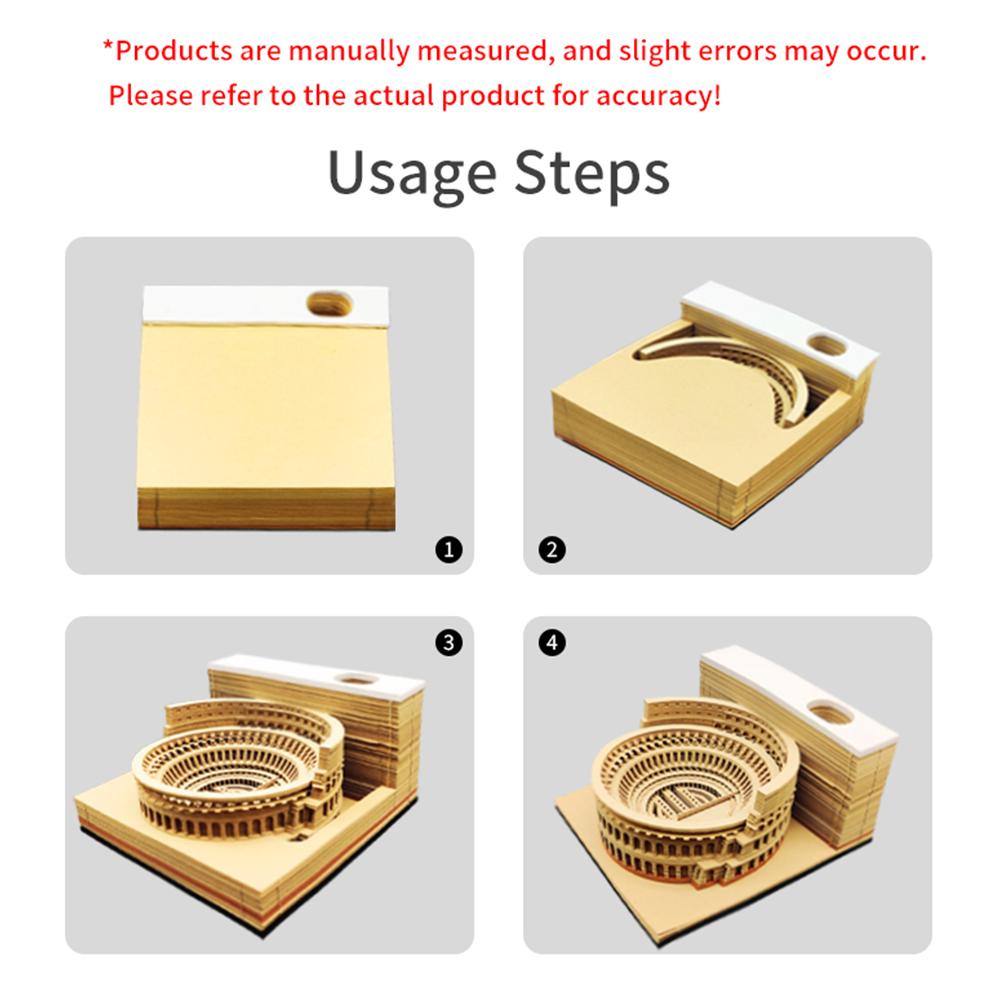 Drop Shipping Hot Products 2026 3D Notepad Art Papercraft Laser Cut Paper 3D Calendars Colosseum Shape Memo Pad for Gift