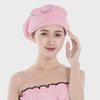 Coral Velvet Quick-Dry Bow Shower Cap for Women