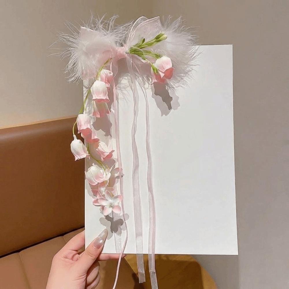 Sweet Bell Orchid Ribbon Barrettes Floral Designs Lolita Dress Hair Accessories Party
