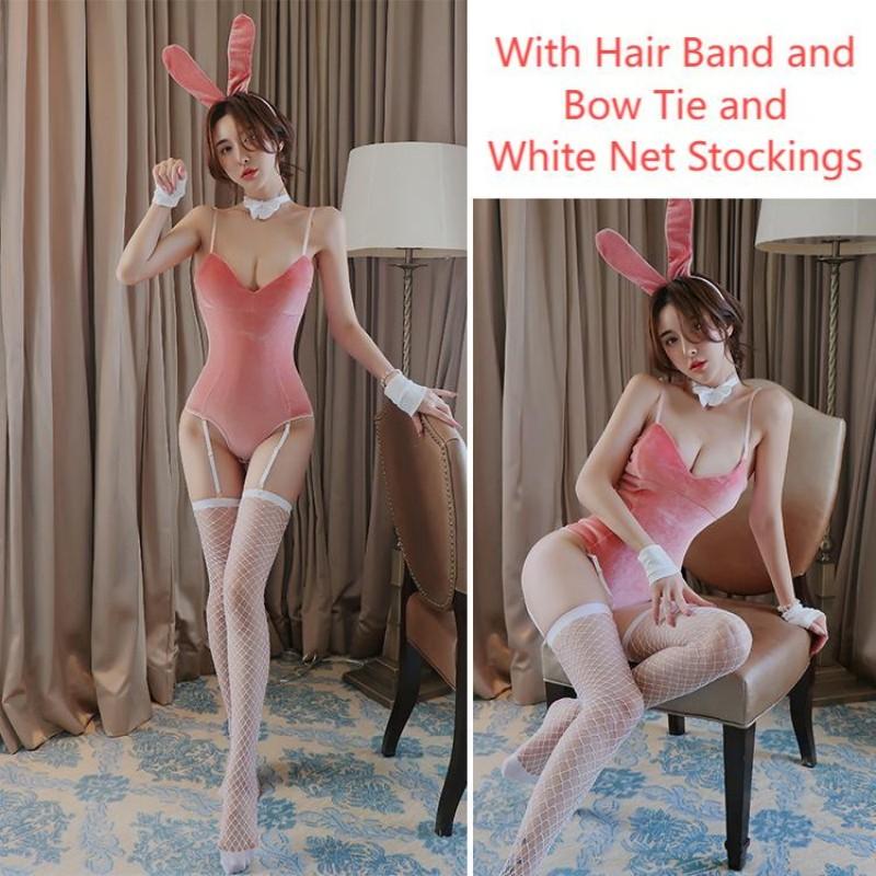 Эротическое сексуальное женское белье, сексуальное, для косплея, с зайчиком, горячее кружевное нижнее белье, пижама с V-образным вырезом, сексуальное беби-долл