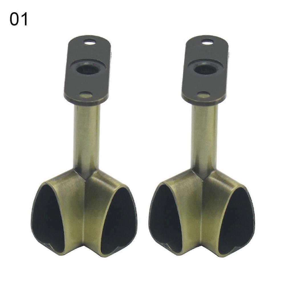 2pcs Alloy Ceiling Mounted Bracket Corner Wardrobe Rod Clothes Rail Lever Holder