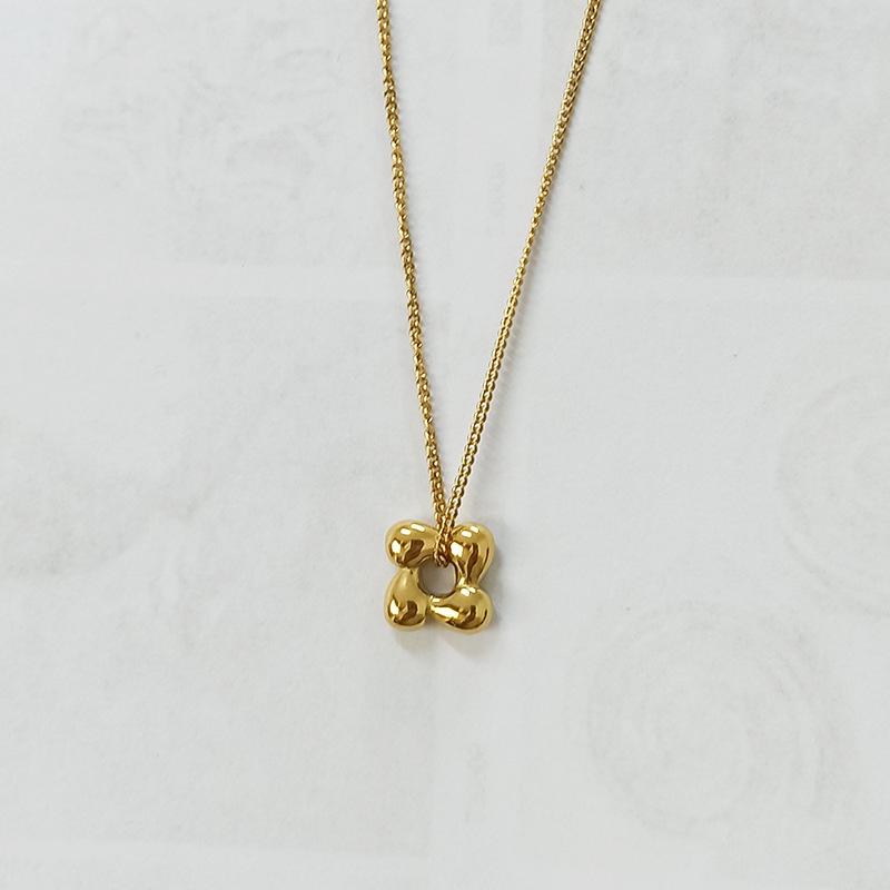 Heart-shaped Necklace & Simple Retro Titanium Steel Earrings - Fashionable, Non-fading Jewelry Set