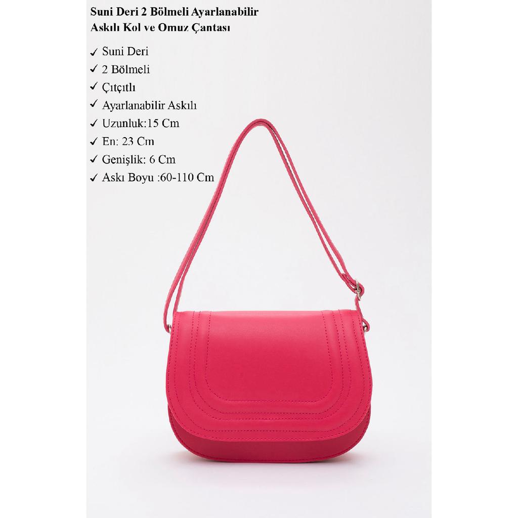 Black Shk93 Artificial Leather 2 Compartment Adjustable Strap Shoulder Bag L:15W:23W:6 Cm