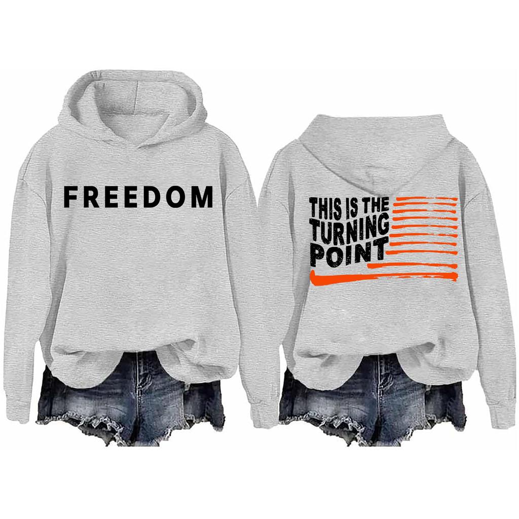 Ladies Fashion Casual Long Sleeve Printed Round Neck Hoodie Pullover Top