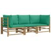 VidaXL Garden Lounge Set 3 Pcs with Cushions Green Bamboo 3155151