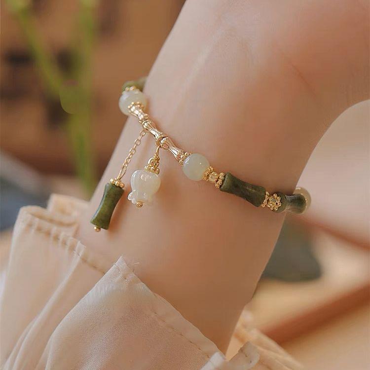 Браслет из бамбукового колокольчика с орхидеей, женский модный дизайн, усовершенствованный модный светильник, роскошные аксессуары в древнем стиле, браслет