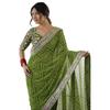 Women's Georgette Bandhani Printed and Embroidery Lace Saree With Unstitched Blouse Piece