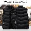 Мужской зимний жилет с воротником-стойкой, утолщенный, мягкий, ветрозащитный, теплая защита шеи, сплошной цвет, без рукавов, на молнии, на ремешке, декор, карманы