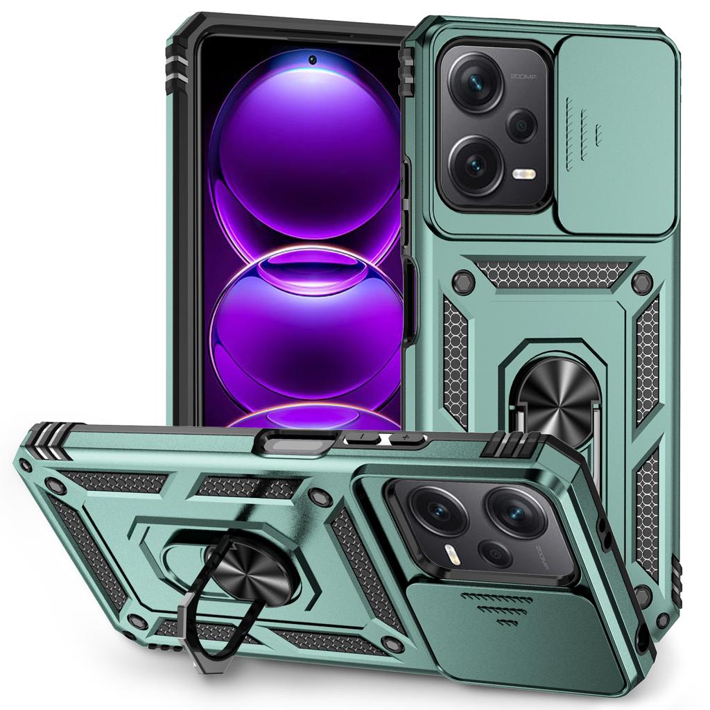 Для Xiaomi Редми Примечание 12 (5G)/ Xiaomi Poco X5 Бронированный чехол для телефона Защита объектива камеры Металлическое кольцо-подставка Противоударный чехол