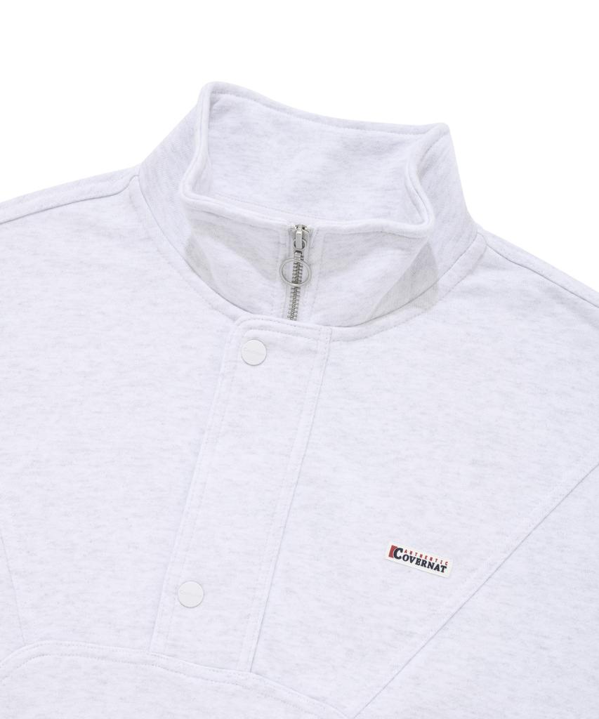 COVERNAT Oversized Chevron Sweat Anorak Heather Grey