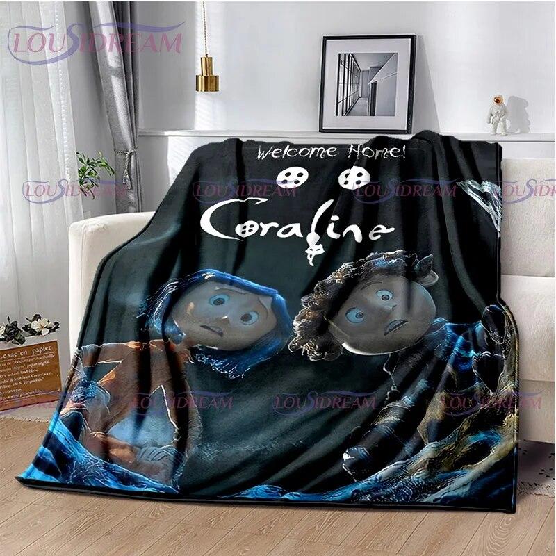 Одеяло в готическом стиле с анимационным принтом коралины, детское одеяло, семейное одеяло для сна, дивана, кровати, теплое одеяло, мягкое покрывало