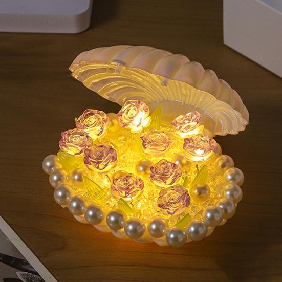 Роза Ночник Цветок Лампа Ракушка Свет Роза Спальня Настольные Лампы Теплый Свет Атмосферы Уникальные Подарки для Женщин Ее Подруги Жены