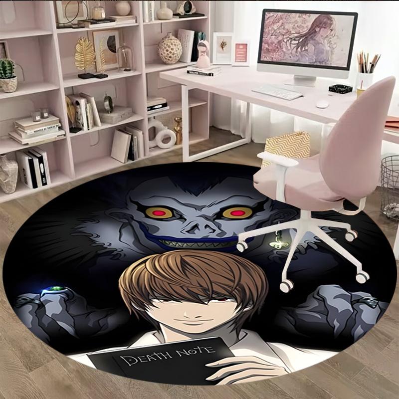 1pc D-Death Note Carpet, Round Rug, Comfortable, Suitable for Entryways, Living Rooms, Office, And Bedrooms, Christmas Decoration