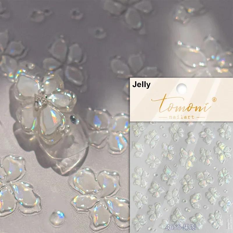 1pcs 5D Glitter Jasmine Flower Nail Stickers Embossed Flower Self-Adhesive Nail Art Decorations Decal Manicure Tools DIY