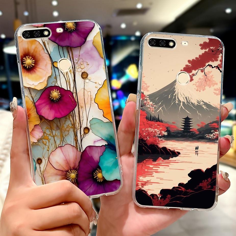 Чехол для Huawei Y7 Prime 2018 Nova2 Lite Роскошный Расписной Чехол Мягкий Тонкий Чехол для Телефона Для Huawei Y7 Pro 2018 Y72018 Задняя Крышка Сумки