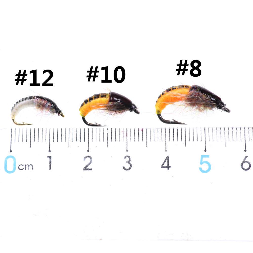 Wifreo 12PCS Fly Fishing Nymph Scud Worm Fly Realistic Aritificial Insect Bait Lures with Hook Size 8 10 12